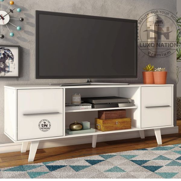 Stylish Wood TV Console with Storage – For TVs By Luxo Nation