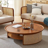 Classic Rattan Center Table – Antique Wooden Heritage Living Piece