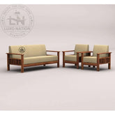 OakElegance Supreme Wooden Sofa Set with Luxurious Seating Look