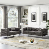 NobleNest Sofa – Velvet Touch with Royal Buttons & Armrest Style