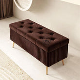 2 Seater Couch Bench with Storage | Velvet Upholstered Ottoman