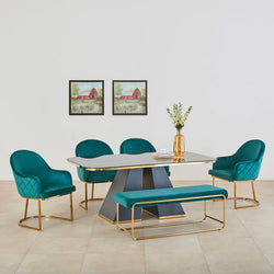 Regaluxe: Luxo Nation Monarch Glass Top 6-Seater Dining Table