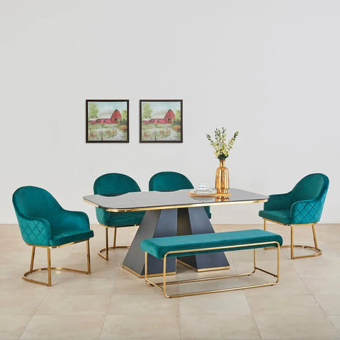 Regaluxe: Luxo Nation Monarch Glass Top 6-Seater Dining Table