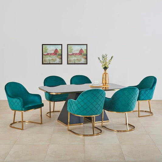Regaluxe: Luxo Nation Monarch Glass Top 6-Seater Dining Table