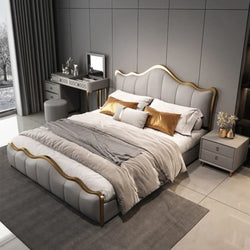 Luxo Nation Curved Premium Upholstered Bed with Storage