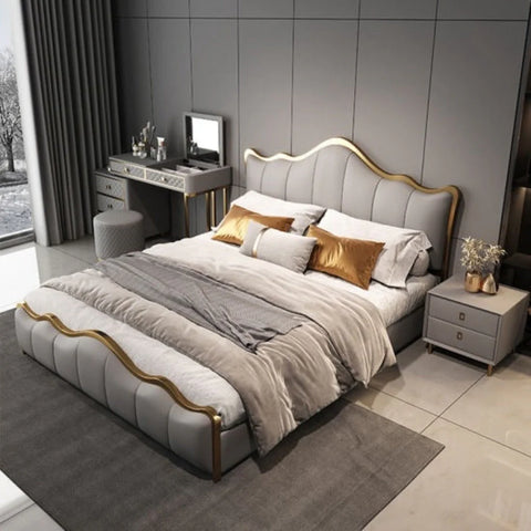 Luxo Nation Curved Premium Upholstered Bed with Storage