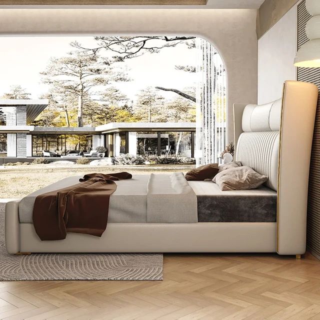 Luxo Nation Titanium luxurious upholstered bed in leatherette