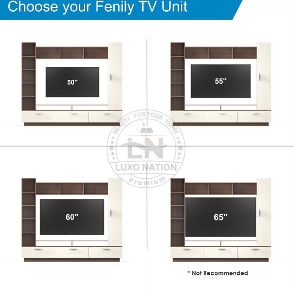 Luxo Nation Compact Wall TV Unit with Storage – Books, Décor & More