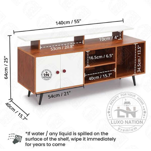 Modern TV Unit with Router Stand, Storage & Wire Management