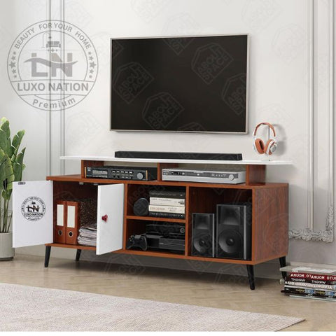 Modern TV Unit with Router Stand, Storage & Wire Management