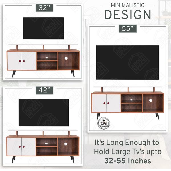 Modern TV Unit with Router Stand, Storage & Wire Management