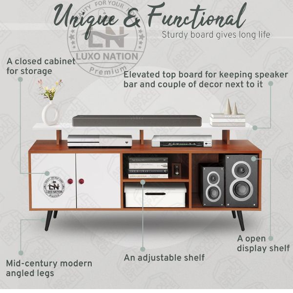 Modern TV Unit with Router Stand, Storage & Wire Management