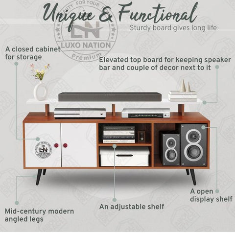 Modern TV Unit with Router Stand, Storage & Wire Management