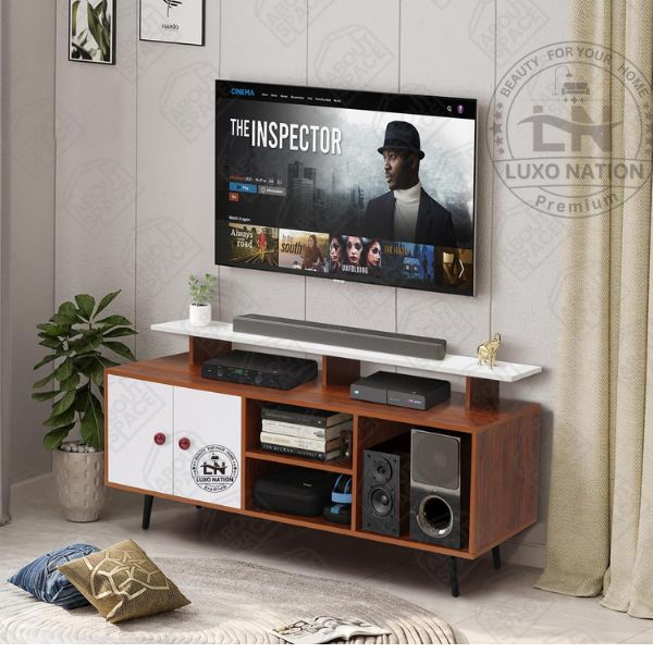 Modern TV Unit with Router Stand, Storage & Wire Management