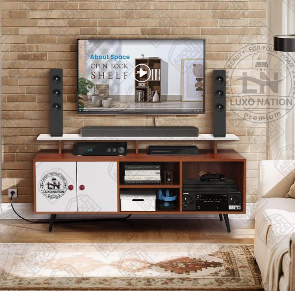 Modern TV Unit with Router Stand, Storage & Wire Management