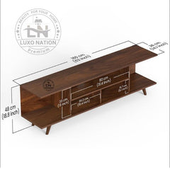 Designer TV Stand with Multi-Shelf Storage – Brown Maple Look
