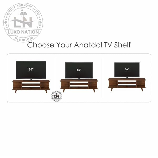 Designer TV Stand with Multi-Shelf Storage – Brown Maple Look