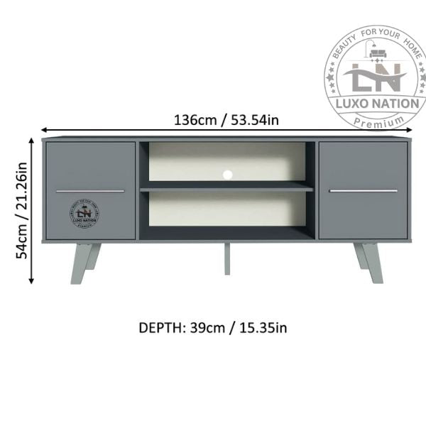 Stylish Wood TV Console with Storage – For TVs By Luxo Nation