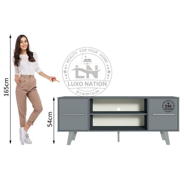 Stylish Wood TV Console with Storage – For TVs By Luxo Nation