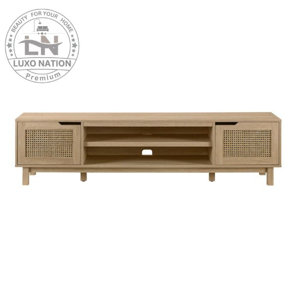 Antique Rattan Wooden TV Unit – Modern Charm & Natural Appeal