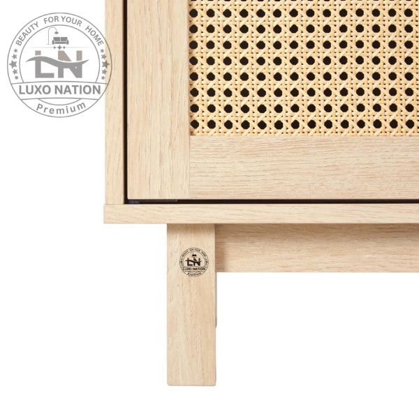 Antique Rattan Wooden TV Unit – Modern Charm & Natural Appeal