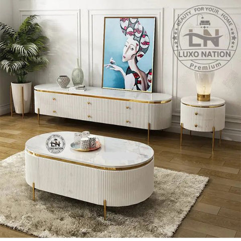 Elegant Golden Steel TV Console & Table – Premium Modern Style