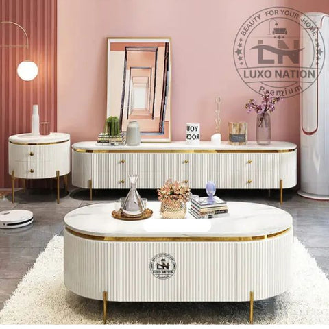 Elegant Golden Steel TV Console & Table – Premium Modern Style