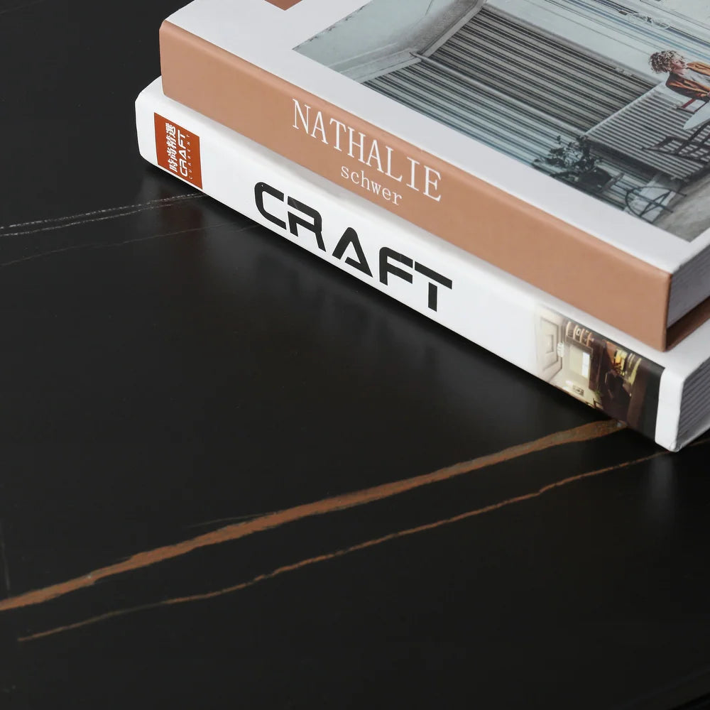 Expansive Sintered Stone Entryway Console Table with Metal Frame