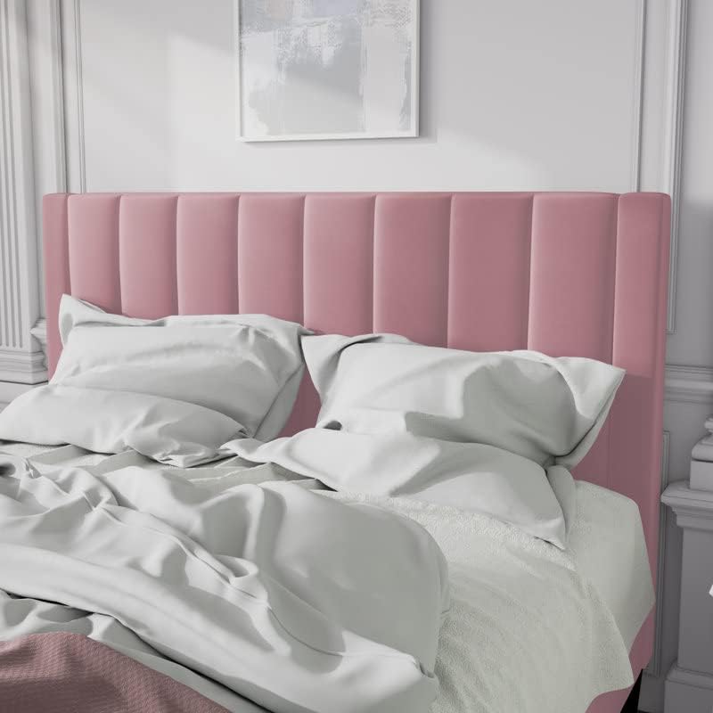 Luxo Nation King-Size Upholstered Double Bed – No Storage, Ideal for Home, Bedroom, or Hotel (Pink)