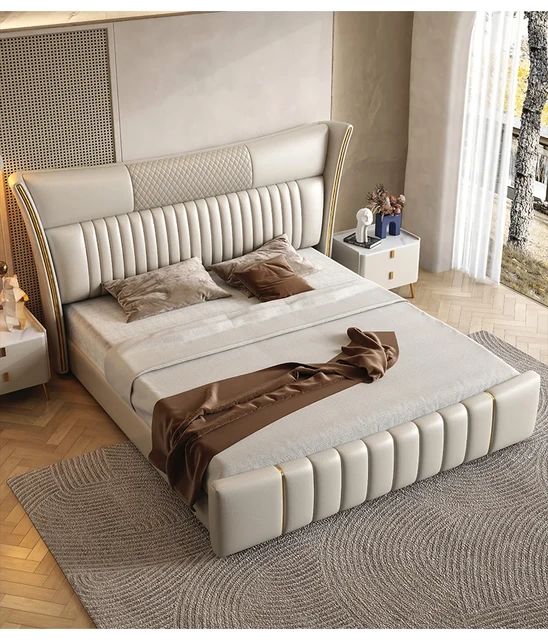 Luxo Nation Titanium luxurious upholstered bed in leatherette