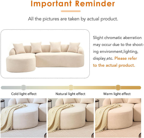 LUXO NATION L Shape Chenille Sectional Sofa with Chaise Lounge | Modular Cloud Sofa with 4 Cushions | Oversized Plush Fabric Couch for Living Room, Apartment & Home (Beige)