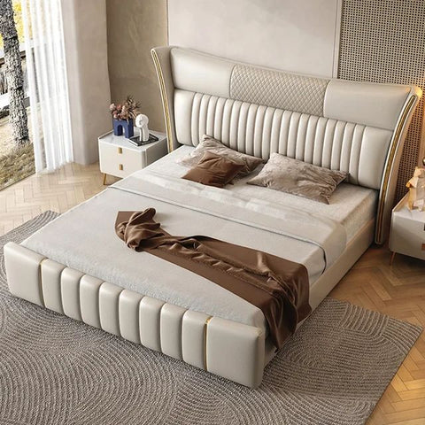 Luxo Nation Titanium luxurious upholstered bed in leatherette