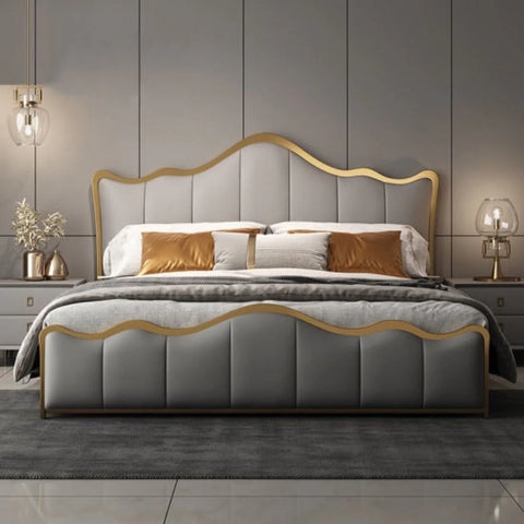 Luxo Nation Curved Premium Upholstered Bed with Storage