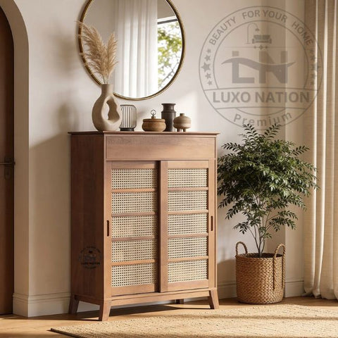 Designer Wooden Shoe Rack | Entryway Shoe Storage Cabinet