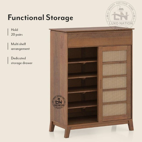 Designer Wooden Shoe Rack | Entryway Shoe Storage Cabinet