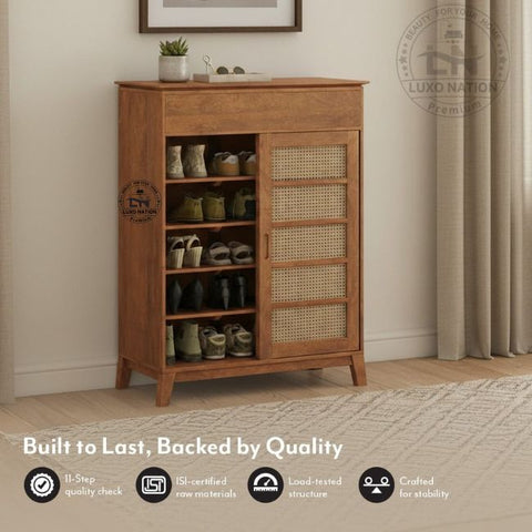Designer Wooden Shoe Rack | Entryway Shoe Storage Cabinet
