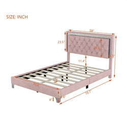 Full Size Upholstered Bed Frame with Luxo Nation  Modern Velvet Platform Bed with Tufted Headboard