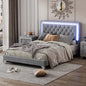 Full Size Upholstered Bed Frame with Luxo Nation  Modern Velvet Platform Bed with Tufted Headboard