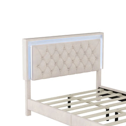 Full Size Upholstered Bed Frame with Luxo Nation  Modern Velvet Platform Bed with Tufted Headboard