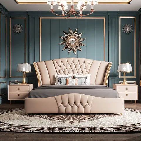 Luxe Modern Design Queen Size Bed For Bedroom with Storage Luxo Nation