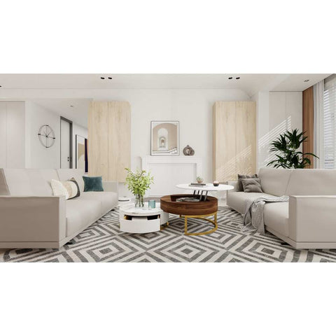 Luxo Nation Contemporary Nesting Coffee Table Set Featuring Sintered Stone Tops