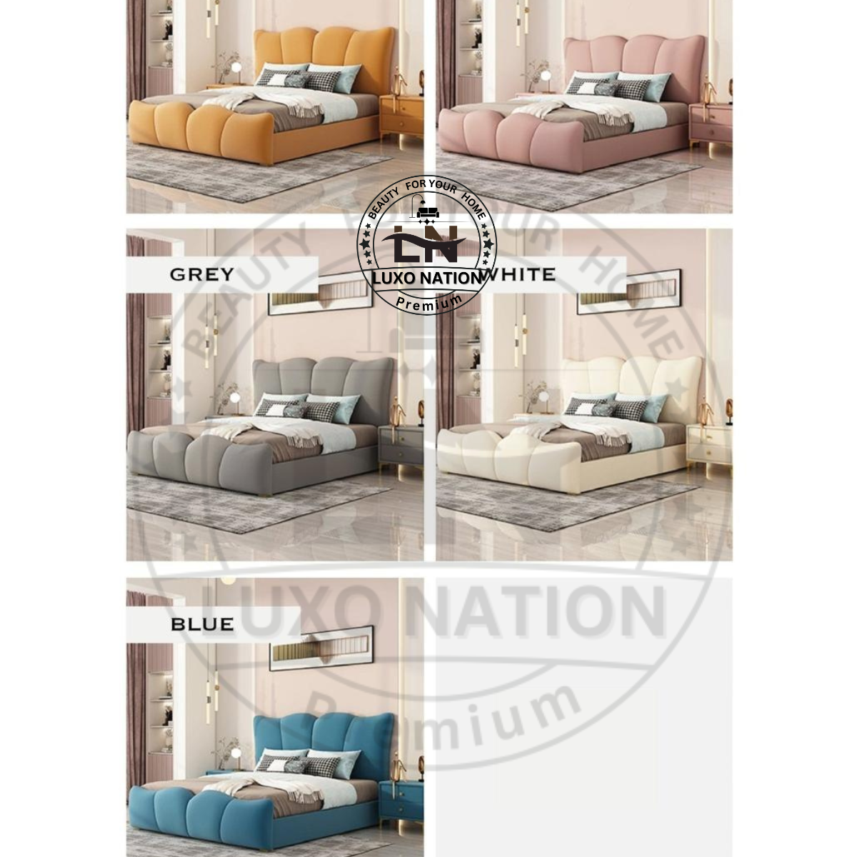 Luxo Nation Luxe Royal Haven Bed – Elegant, Plush, and Timeless Design