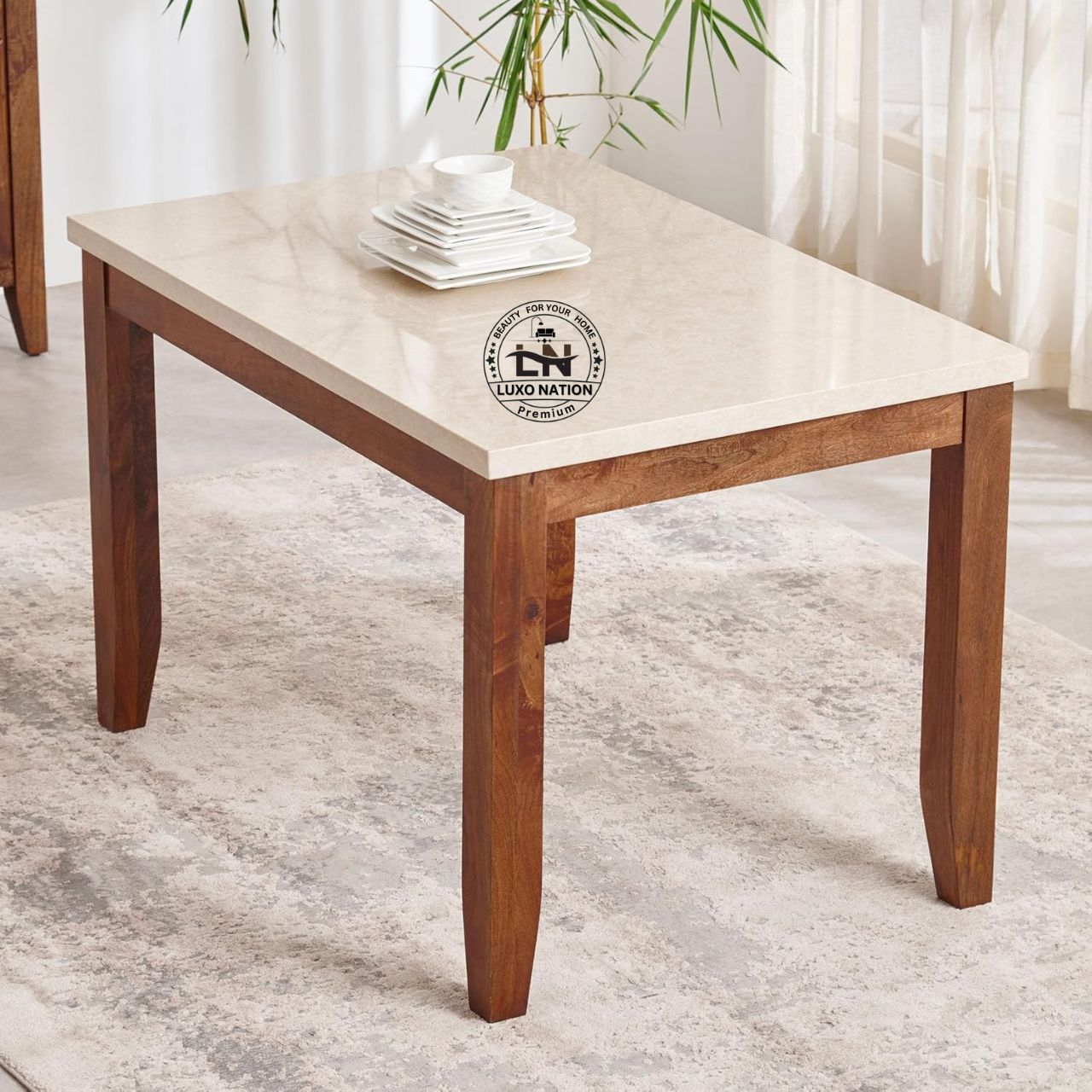 Luxo Nation Luxury Wooden Dining Table Set – Modern & with Comfortable Seating