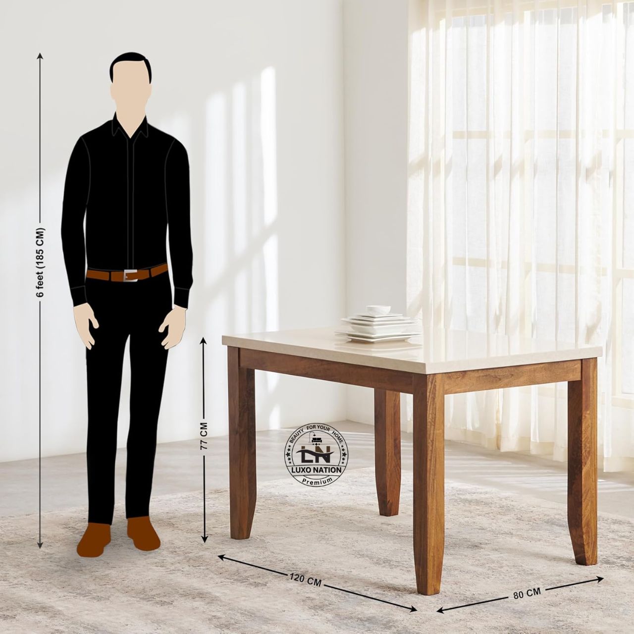 Luxo Nation Luxury Wooden Dining Table Set – Modern & with Comfortable Seating