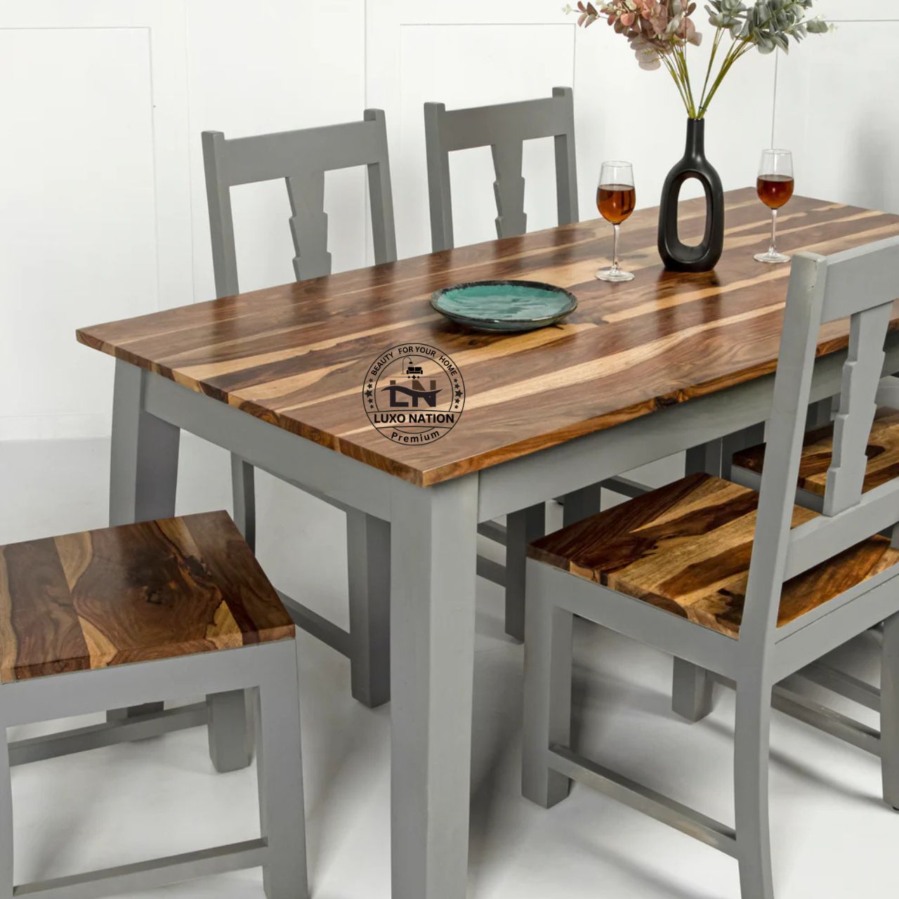 Luxo Nation-Modern Wooden Dining Table Set – Durable & Elegant Desgins