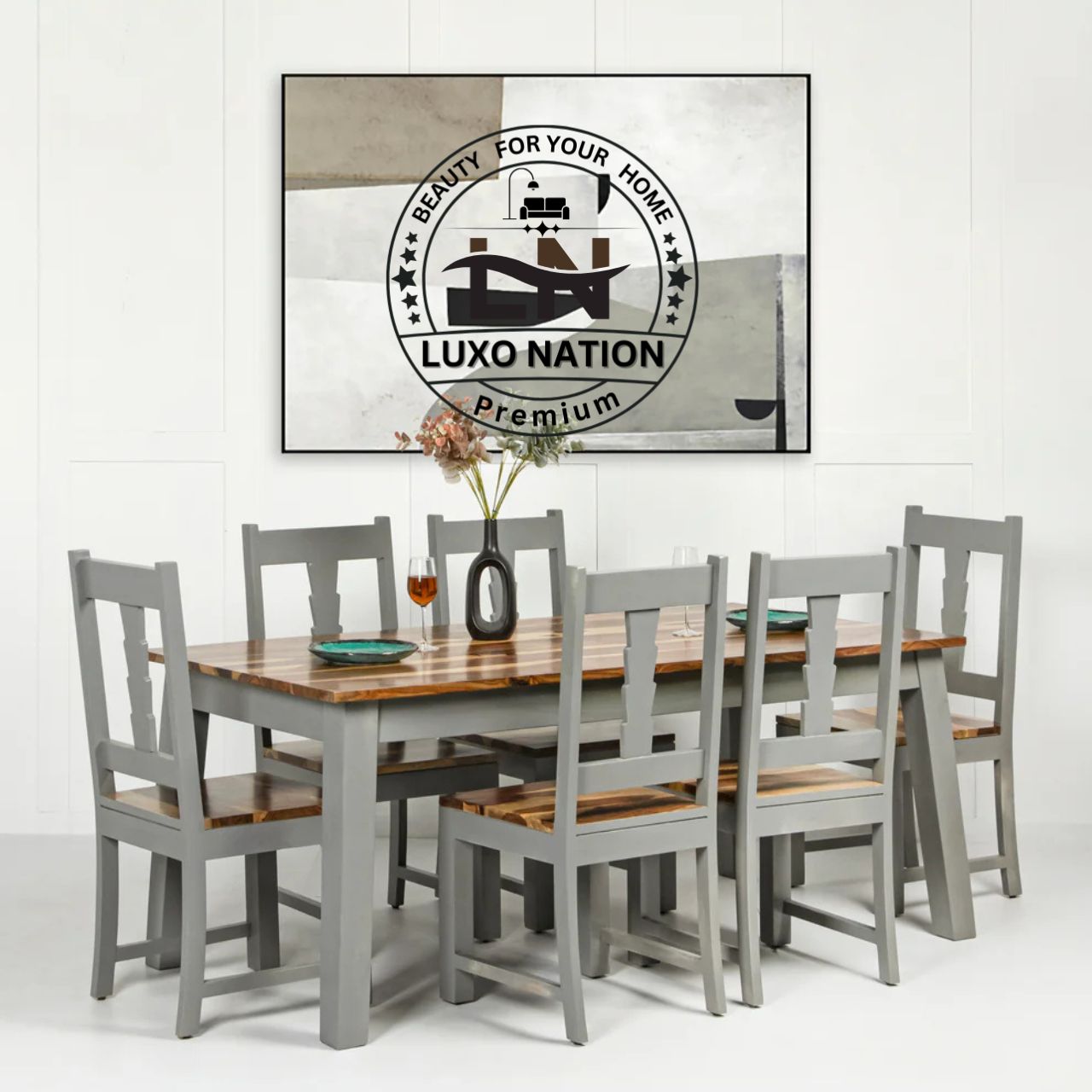 Luxo Nation-Modern Wooden Dining Table Set – Durable & Elegant Desgins