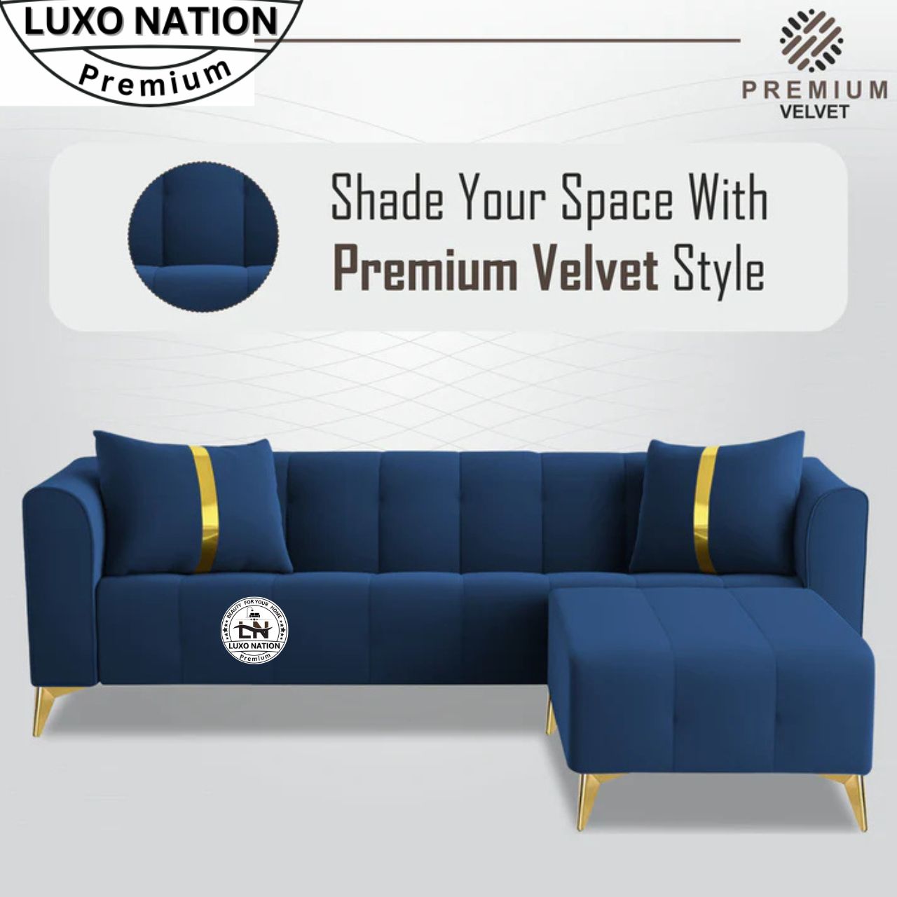 Luxo Nation Luxury Premium L-Shaped Sectional Sofa – Modern Design