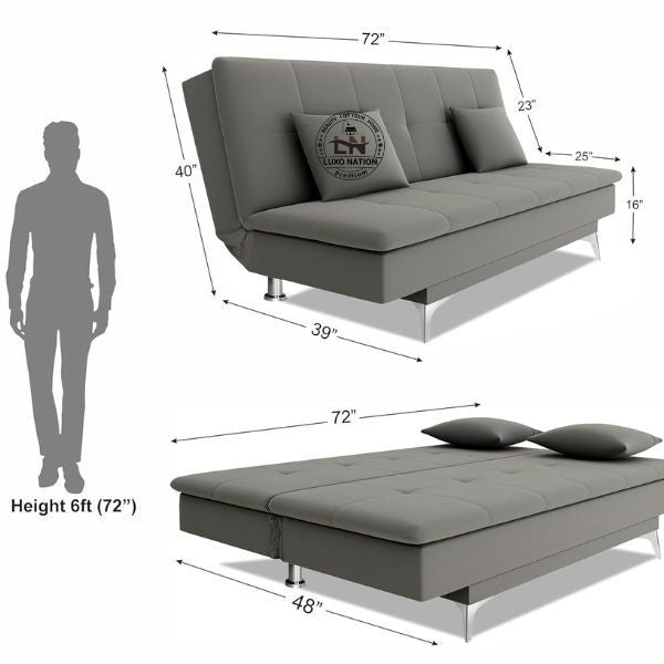 Luxo Nation FoldEase – Premium 3-Seater Sofa Cum Bed (4x6)