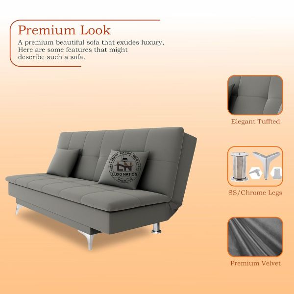 Luxo Nation FoldEase – Premium 3-Seater Sofa Cum Bed (4x6)