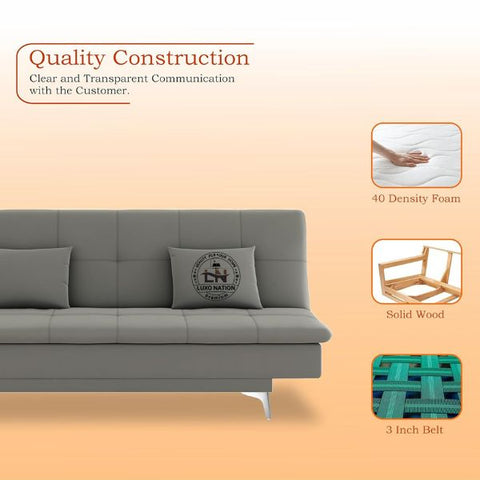 Luxo Nation FoldEase – Premium 3-Seater Sofa Cum Bed (4x6)